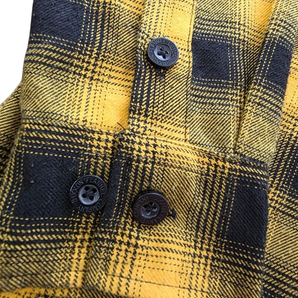 Dixxon Flannel Co Form & Function Black/Yellow Plaid Flannel Pearl Snap Women L - Picture 5 of 9